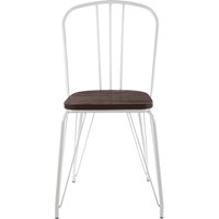 District White Metal Frame with Elm Wood Dining Chair - White
