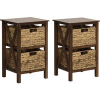 Set of 2 Nightstands - Brown / 57cm