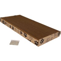Cat Scratching Board Corrugated Scratcher Claw Pad Mat Play With Catnip - Brown