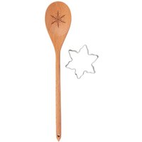 Snowflake Wooden Spoon Cookie Cutter Baking Set - Brown