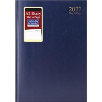2027 Diary A5 Day a Page Hardback Desk Diary - Blue