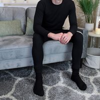 3 Pack Mens Thermal Long Johns | Winter Base Layer Underwear Bottoms - Black