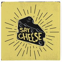Say Cheese Glass Hot Pot Stand - Heat Resistant Non-Slip Trivet - Yellow