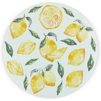 Vibrant Lemons Textured Glass Round Trivet - Small Kitchen Chopping Board - Yellow