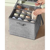 Fabric Shoe Storage Bin with Clear Cover Handles, Grey - Cattail Gray