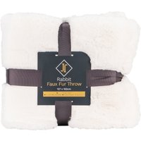 Rabbit Faux Fur Throw - White / Medium