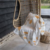 Orange Grey Autumn Leaves Blanket - Orange