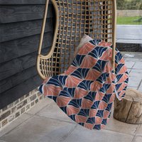 Navy Pink Geometric Shells Blanket - Pink