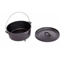 Cast Iron Non Stick Dutch Oven Casserole Dish Camping Cooker - Black