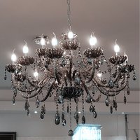 Genuine K9 SMOKY Grey Crystal Chandelier - Smoky Grey / 120cm