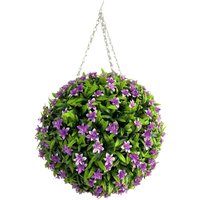 Best Artificial 38cm Purple Lily Hanging Basket Flower Topiary Ball - Purple
