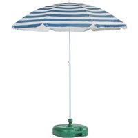 Harbour Housewares, Metal Beach Parasol And Base Set - Blue Stripe/Green Harbour Housewares, Metal Beach Parasol And Base Set - Blue Stripe/Green