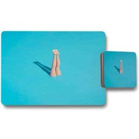 Swimming Dive Placemat Coaster Set - Blue