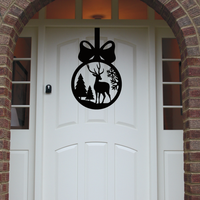 Christmas Stag Front Door Sign - Black
