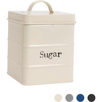 Vintage Metal Kitchen Sugar Canister - Beige