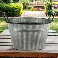 Kingsbury Gifts, Deep Zinc Ribbed Trough - Silver