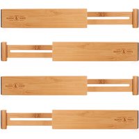 Bamboo Adjustable Drawer Dividers Pack of 4 - Small - Brown