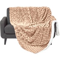 Homescapes Geometric Triangle Velvet Throw - Light Brown / 230cm