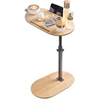Bamboo Adjustable Side Tray Table Living Room Furniture - Natural Wood