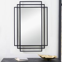 Art Deco Rectangular Wall Mirror - Black