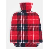 Soft Check Fleece Foot Warmer Slipper Hot Water Bottle Cover - Red