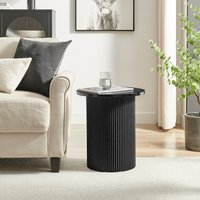 Penrose Round Pillar Side Table Veneer - Black