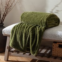 Kallu Double-Sided Faux-Fur Throw - Olive / 180cm