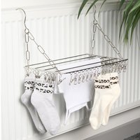 Hanging Radiator Airer With Pegs - Silver