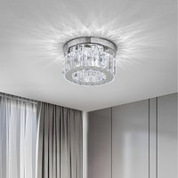 Round Crystal Ring Ceiling Light with Metal Base - Silver