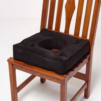 Faux Suede Coccyx Cushion with Ties - Black