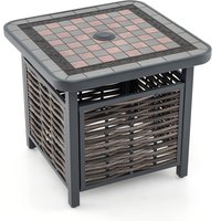 Outdoor PE Rattan Side Table - Brown