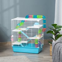PawHut Large Pet House Cage with Tunnel Tube - Light Blue