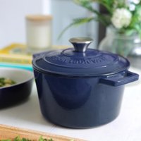 2.8L Round Cast Iron Casserole Dish - Midnight Blue
