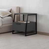 FWStyle 1 Drawer Modern Bedside Table Nightstand Black Frame - Anthracite Grey