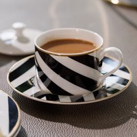 Luxe Deco Geometric Print Tea Cups Saucers, Set of 2,200ml - Assorted