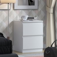 Large 2 Drawer Deep Nightstand Bedside Scratch Resistance Matt Finish - White
