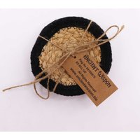Natural Jute Cotton Coasters Border Rustic Modern Decor - Black
