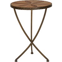 Elmo Elm Wood and Iron Small Side Table - Brown