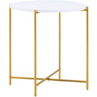 Trosa White and Gold Side Table - White