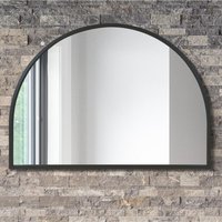 Arcus Overmantel Black Metal Framed Arched Wall Mirror 125cm - Black