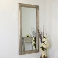 MirrorOutlet Silver Antique Style Wall Mirror Wood - Silver