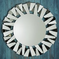 MirrorOutlet All Glass Modern Segmented Round Mirror 98 x 98cm - Silver