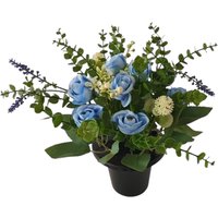 Artificial Country Style Remembrance Grave Pot - Blue