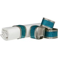 Set Of Four Turquoise Glitter Napkin Rings - Blue