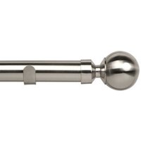 Ball End Metal Eyelet Curtain Pole Set - Satin Silver / 270cm