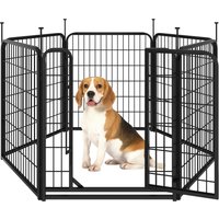 Yaheetech 6-Panel Dog Playpen Pet Fence with Door - Black / 80cm