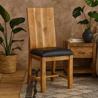 Metropolis Industrial Dining Chair Acacia Faux Leather - Brown
