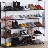 5 Tier Metal Shoe Rack Storage Organizer - black