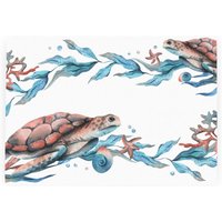 Sea Turtle Worktop Saver - Small Textured Glass Chopping Board - Blue