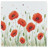 Summer Poppies Glass Hot Pot Stand - Heat Resistant Non-Slip Trivet - Red
